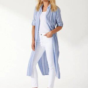 Tommy Bahama Just Beachy Blue Monday Stripe Midi Duster Dress